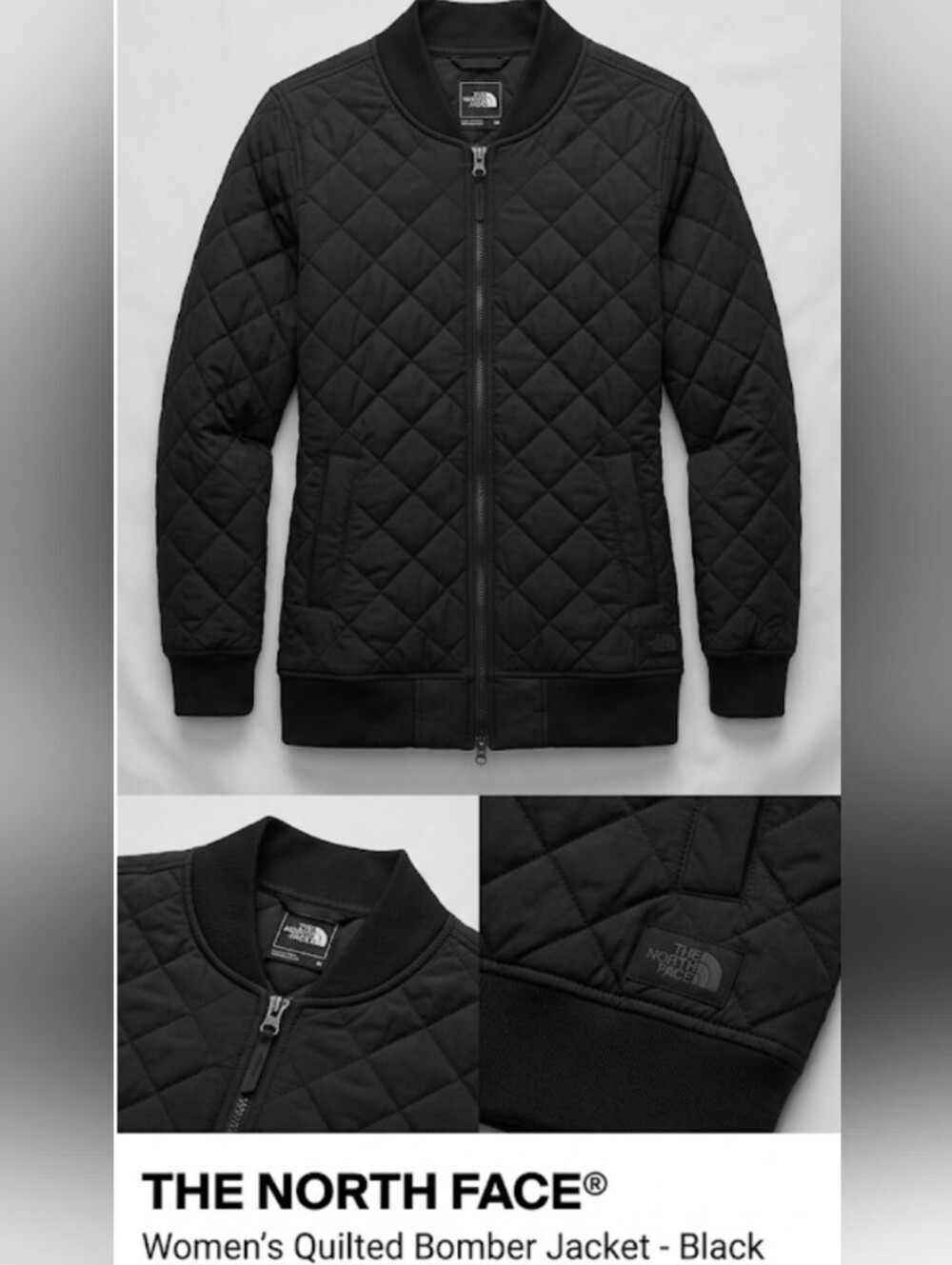 The North Face Women's Black Quilted Bomber Jacket (Sz M) Lightweight Athleisure